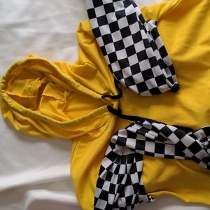 Checkered yellow and black hoodie